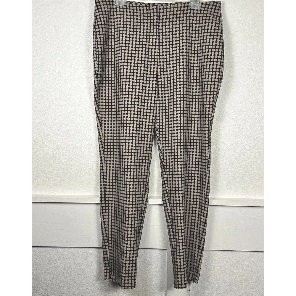 NWT Black Label Chico’s Polka Dot Ankle Pants Size 2 Black Beige Stretch